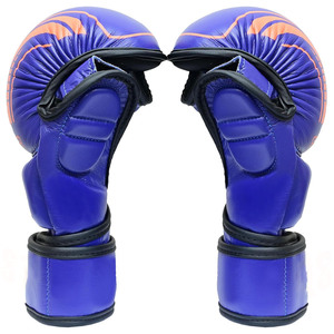 ถุงมือ MMA หนัง PU คุณภาพระดับมืออาชีพ สีน้ำเงินลายส้ม สำหรับผู้ใหญ่ อุปกรณ์ฝึกศิลปะการต่อสู้ ระดับมืออาชีพ รับผลิตแบบ OEM - Product Image 6