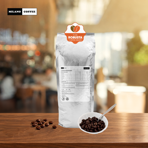 Granos de Café Robusta Puro Superior 1kg Milano Coffee Paquete de Granos Tostados Ligeros - Product Image 2