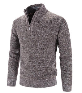 <b>Mens</b> <b>Grey</b> Quarter Zip Digital Printing Polyester/Cotton Fleece Sweater Casual Long Sleeve Knit Pullover Warm Winter Streetwear - Product Image 5