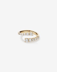 แหวนทองคำ 18K คลาสสิกทรง Eternity ประดับเพชรทรง Brilliant Cut แบบ Prong Setting ได้รับการรับรองจาก IGI แหวนหมั้นสำหรับผู้หญิงแบบปลายเปิด - Product Image 1