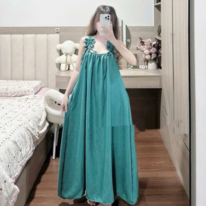 Vestido elegante de manga corta para mujer, combinación perfecta de elegancia, comodidad, informal y formal para varios eventos, maxi de seda. - Product Image 2
