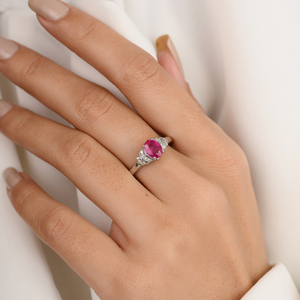 Bague solitaire en or jaune 18 carats avec saphir et diamant, ensemble de bagues de mariage ajustables - Product Image 1