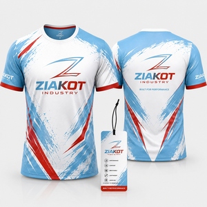 ZIAKOT industry New design Men's Custom Powder Blue White-Red Performance <b>T</b>-<b>Shirt</b> - Product Image 1