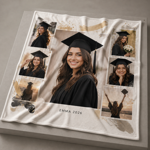 Custom Photo <b>Throw</b> Blanket Personalized Image Name Text Logo Sublimation Printed Knitted Flannel Fleece 100% Polyester - Product Image 2