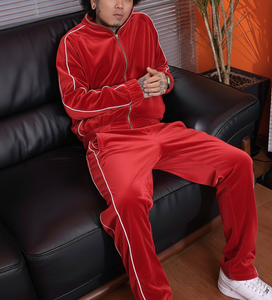 OEM Training Wear Men Plain Velvet Tracksuit Mens Sweatpants and <b>Jacket</b> 100% Polyester Sweatsuit Velour Tracksuits for Men - Product Image 4