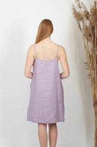 Nouvelle arrivée, robe d'été formelle en coton mi-longue, col en V, coupe évasée, avec poches - Product Image 3