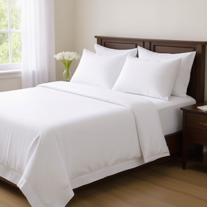 Juego de Sábanas de Percale Blanco Estilo Americano de 210 Hilos, Incluye 4 Piezas: Sábanas Ajustables y Planas con Diseño Sólido para Hogar u Hotel - Product Image 2