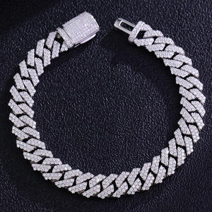 Luxury Iced Out Chevron Cuban Link Hip Hop Chain White Gold Finish <b>Statement</b> <b>Necklace</b> for Men Women Premium Fashion - Product Image 3