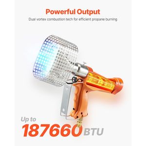 ปืนเป่าลมร้อนโพรเพนสำหรับเรือ ให้ความร้อนสูงสุด 187660 BTU พร้อมตัวปรับแรงดัน สายยาว 26 ฟุต กระเป๋าหิ้วแข็งแรง  ประเภทสินค้าเครื่องทำความร้อนแก๊ส - Product Image 2