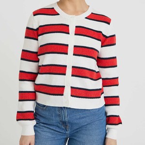 Modern O-Neck Geometric Print Button Up Breathable Sweater Women's Designer Look Casual Clothing Trendy Street Style <b>Jumper</b> - Product Image 3