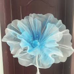 Fleur en tissu organza bleu - Product Image 1