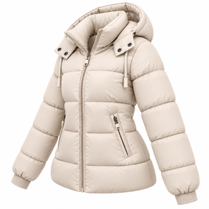 Veste matelassée pour femme en gros, manteau d'hiver chaud avec capuche amovible, veste bulle couleur unie, manteau matelassé streetwear personnalisé pour femme - Product Image 5