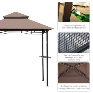 Gazebo Elegante a 2 Livelli Ignifugo da 2,4 m per Patio, Barbecue e Griglia, Ampio Spazio Utilitario per Cucina all'Aperto in Villa e Parco - Product Image 5