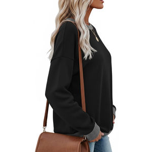 Sudaderas de manga larga con cuello redondo, estilo oversize para mujer, ropa de moda para invierno, sudadera informal de punto para mujer, MOQ bajo. - Product Image 4