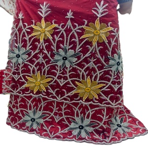 Vestido Tradicional Africano de Alta Calidad con Cuentas Bordadas, Poliéster y Seda, Mangas Largas, Estampado Floral, para Ocasiones Especiales, de Secado Rápido - Product Image 1