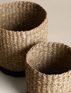 Set of 2 Raffia & Seagrass Contrast <b>Baskets</b> Handmade <b>Storage</b> <b>Basket</b> Wholesale eco-friendly Made in Viet Nam - Product Image 4