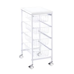 Carrito Moderno de 4 Niveles con Ruedas de PP, con 2 Portavasos Colgantes y 4 Ganchos para Baño y Cocina, Móvil y Ecológico - Product Image 2