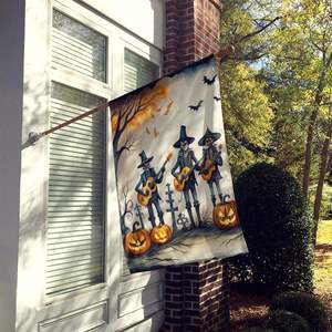 Large Multicolor Polyester House <b>Flag</b> Spooky Halloween Mariachi Skeleton Band Porch Sleeve <b>Pole</b> Decorative Yard Banner Artwork - Product Image 2