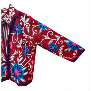 Handmade Bohemian Corduroy Suzani Jacket Women's Floral Embroidered Quilted Autumn <b>Winter</b> Fashion <b>Coat</b> - Product Image 2