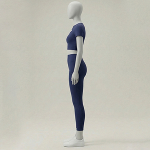 Ensemble de yoga pour femmes grande taille personnalisé - Vêtements de sport sans couture 100% coton avec extensibilité quadridirectionnelle pour la salle de sport et le fitness - Product Image 4