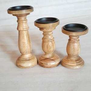 Modern <b>Mini</b> Wooden Candle Holder For Weddings Festive Event Parties & Gifting Stylish Candle Stand For Homes Restaurant Tabletop - Product Image 2
