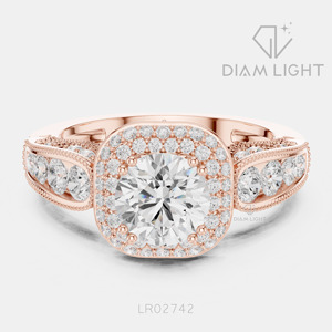 Bague de fiançailles en diamant de laboratoire certifié IGI 1,00 carat, taille ronde, or blanc 14 carats, F+ VS+, pavé, bijoux fins pour mariage, idéal pour un cadeau - Product Image 3