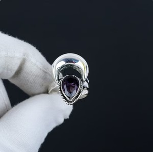 Anillo de luna de amatista natural al por mayor, plata de ley 925, hecho a mano, luna creciente, gema morada, estilo celestial bohemio vintage - Product Image 1
