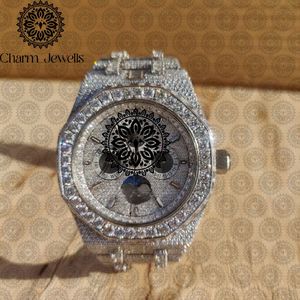 Reloj de Lujo para Hombre Charm Jewells, 40 mm, Acero Inoxidable, Caja con Incrustaciones de Diamantes, Analógico, Mecánico, Fase Lunar, Resistente al Agua 10 Bar - Product Image 5