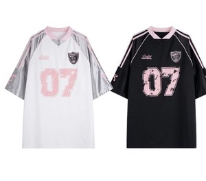 T-shirt décontracté ample pour femme en polyester/coton, nouveau style américain, jersey uni sportif, tricoté tendance, manches courtes d'été - Product Image 5