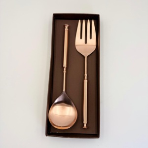 Stainless Steel Salad Server with <b>Copper</b> Finish Set Elegant Handcrafted <b>Handle</b> Serving for <b>Kitchen</b> Dining and Entertaining - Product Image 4