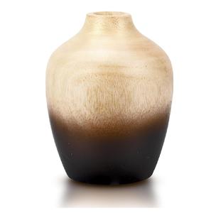 Vase décoratif en bois avec finition grain naturel, accent de décoration minimaliste pour la maison, style artisanal, petit objet de table pour l'intérieur - Product Image 5