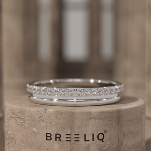 14K Solid Gold Lab Grown Diamond Double Band Ring Parallel Diamond <b>Stack</b> Ring Minimal Elegant Wedding Band Jewelry - Product Image 4