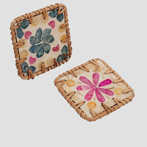 Multi Color Mother Of Pearl pattern Handmade Woven Tea Coaster Square Shape <b>Table</b> <b>Protector</b> placemats At Cheap Price - Product Image 5