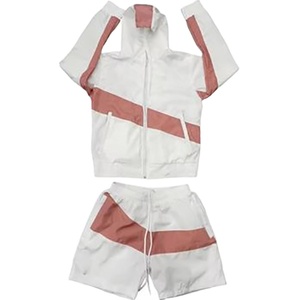 Custom Solid Streetwear Polyester Hooded Windbreaker Reversible Eco-Friendly Tracksuit Set Elastic Waist Breathable 2027 - Product Image 1