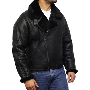 Wholesale Men B3 Shearling Bomber <b>Jacket</b> Genuine Sheepskin Leather Autumn Warm Aviator <b>Pilot</b> Flight Coat OEM ODM Stand Front - Product Image 5