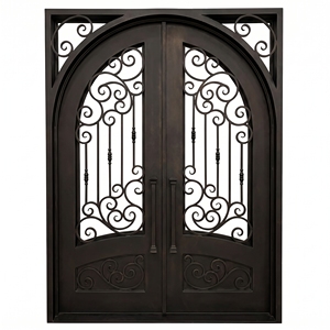 <b>Single</b> Entry Modern Luxury Wrought Iron Exterior Side Custom 3D Design Windproof Anti-theft Powder Coated 100% Hand Outdoor - Product Image 2