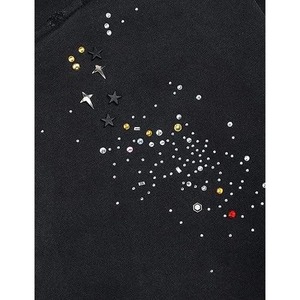 Sudadera con Capucha Extra Grande de Algodón de Alta Calidad Personalizada con Adornos de Diamantes de Imitación, Logotipo Personalizado, Estilo Hip Hop, OEM - Product Image 3
