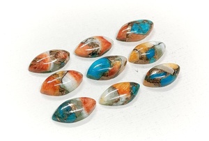 Pierre précieuse de qualité supérieure, turquoise cuivrée, forme marquise, cabochon, 16*8 mm, 14*7 mm, 100% naturelle, pour la création de bijoux - Product Image 2