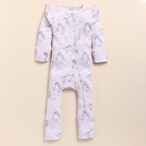 Ropa de bebé de alta calidad con estampado de unicornio de bambú elastano con cremallera - Product Image 2