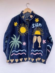 Chaqueta de Invierno Estilo Bohemio Hippie Indio de Alta Calidad para Mujer, Nuevo Patrón, Terciopelo, Bordado Suzani, Unisex - Product Image 3