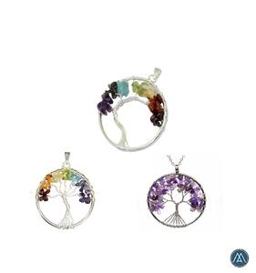 Colgante de Árbol de la Vida con Piedras Naturales de 7 Chakras, Bañado en Plata, Joyería Clásica de Moda, Venta al Por Mayor, Nueva Llegada, Mejor Calidad - Product Image 6