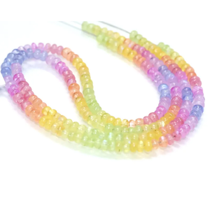 Cuentas redondas lisas de piedra lunar arcoíris natural brillante, cuentas redondas lisas de piedra lunar arcoíris multicolor de 5-7 mm, joyería artesanal - Product Image 3