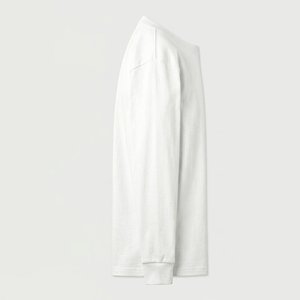 Women's 100% Cotton Long-Sleeved Regular Fit Knitted <b>Plain</b> Dyed T-Shirt Eco-Friendly <b>White</b> Tops Solid Breathable Anti-Wrinkle - Product Image 4