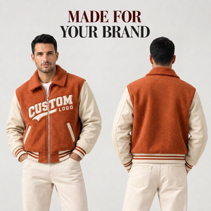 Veste universitaire personnalisée haut de gamme, corps en laine, manches en cuir, lettres brodées en chenille, streetwear, fabricant - Product Image 6
