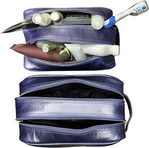 Neceser de Cuero Genuino para Hombre, Bolsa de Aseo para Viaje, Kit de Afeitado, Organizador de Artículos de Baño, Bolsa de Cosméticos de Cuero para Mujer - Product Image 2