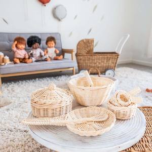 Pretend bakeware set rattan baking <b>accessory</b> toy cheap price kids pretend <b>play</b> <b>kitchen</b> utensil - Product Image 6