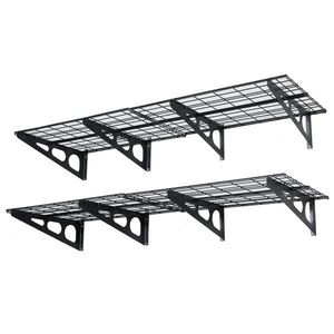 Confezione da 2 Mensole Galleggianti Nere da Parete 2x6ft (72 Pollici) per Garage, Scarpe, Bagno, Soggiorno, in Tessuto e Ferro - Product Image 3