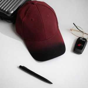 Unisex Burgundy <b>Black</b> Gradient <b>Baseball</b> <b>Cap</b> 6-Panel Fitted Solid Color Casual Spring Summer Hat Adult Style - Product Image 1