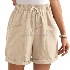 Short ample taille haute en mélange de lin chaud pour femmes pour l'été Sensation confortable avec tissu respirant pour les vacances - Product Image 3