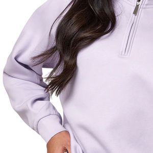 Sweat-shirt pour femme en molleton lavande à manches raglan, col montant et quart de zip, manches longues, style streetwear décontracté, coupe ample, pour usage quotidien - Product Image 5